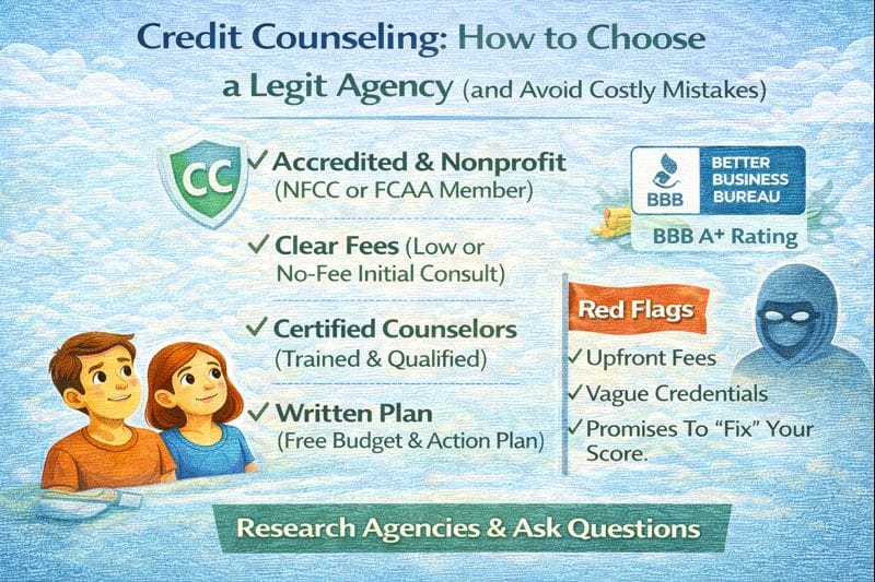 Credit counseling explained, showing how to choose a legitimate nonprofit agency and avoid costly debt relief and counseling mistakes