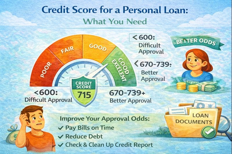 Credit score needed for a personal loan, showing minimum score ranges and steps to improve approval odds with lenders