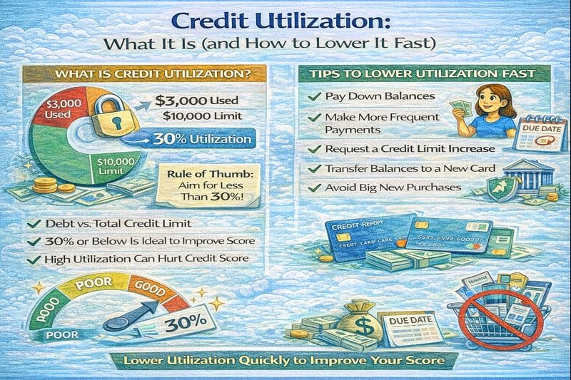 Credit utilization explained, showing what it is and practical ways to lower utilization fast to improve your credit score