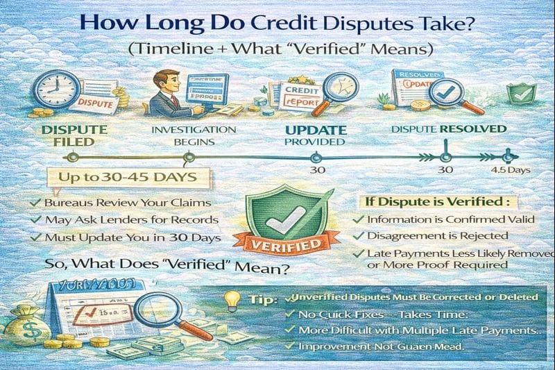 How long credit disputes take explained, showing the dispute timeline and what a “verified” result means for your credit report